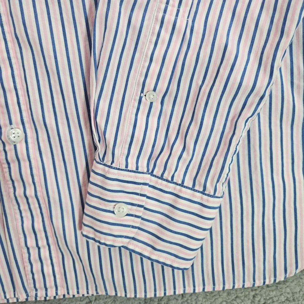 Lot of 2 - XL Men Shirt Button Up Long Sleeve  J Crew Slim Striped + Chaps Green
